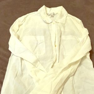 Casual Corner white linen blouse
